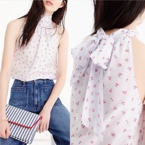 J. Crew: Cherry Print Mock Neck Toe Blouse